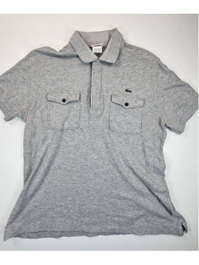 Lacoste Men’s Slim Fit Two Pocket Textured Polo Shirt Gray Size 5 Large